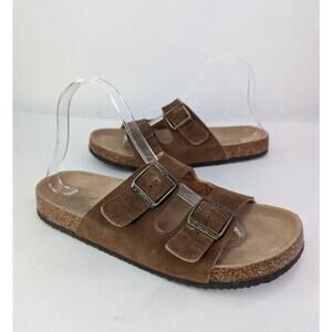 Woodstock Bert Sandals Brown Leather Suede Double Buckle Adjustable Strap 8M